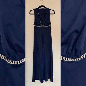 70s/80s navy nightgown lingerie negligee deep v-neck Vanity Fair